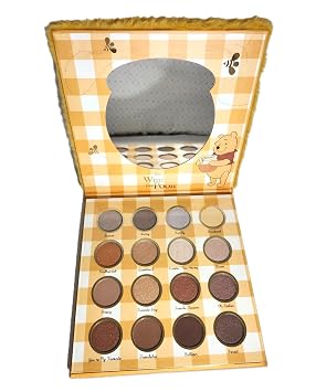 Taste Beauty Paleta de sombras de ojos con espejo, 16 tonos neutros, cubierta mullida de felpa, colección de maquillaje con temática de miel, 0.68 onzas