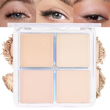 evpct Paleta Cuádruple de Sombras de Ojos Nude, Rosa Nude Claro Beige Marfil Champán Shimmer Mate Impermeable de Alto Pigmento Primer Mini Paleta de Sombra de Ojos Maquillaje para Mujeres Mayores, A