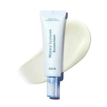 Abib Watery Hyaluron - Tubo de humedad de amplio espectro SPF 30, 1.69 fl oz (1.7 fl oz), protector solar coreano con ácido hialurónico, ligero, sin blanco yeso, cuidado de la piel, niacinamida vitamina C, protección solar