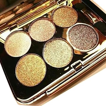 Juego de sombras de ojos con purpurina dorada, 6 colores brillantes, altamente pigmentadas, de larga duración, impermeable y resistente al sudor, paleta profesional de piel para mujeres, tonos de ojos cálidos, naturales, neutros y ahumados (#06)