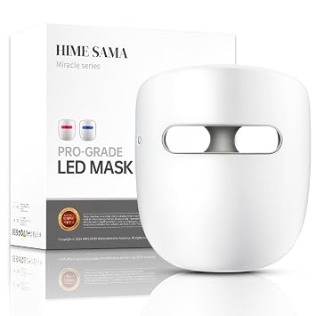 HIME SAMA Máscara facial LED, máscara LED de 8 colores para el cuidado de la piel de la cara, elegible para FSA/HSA, máscara de luz roja para cara, máscara de luz infrarroja, máscara de luz roja y