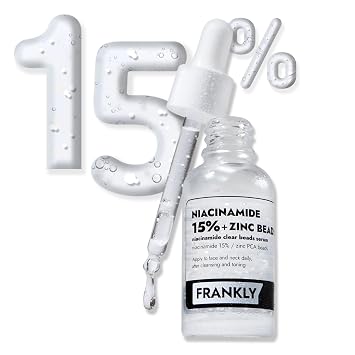 FRANKLY Suero de Niacinamida 15% + Perlas de Zinc | Reparación de la piel de dosis alta pero suave | Control del acné, poros y enrojecimiento | Sistema de entrega de perla a la piel para Niacinamida