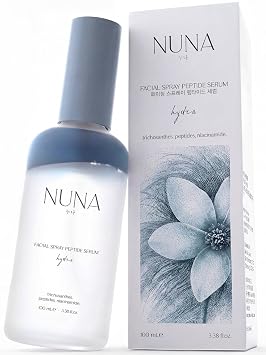 NUNA Spray de suero facial ultra hidratante con péptidos, niacinamida, ácido hialurónico y extractos botánicos, niebla facial coreana ligera para aumentar la humedad y spray fijador para maquillaje