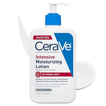 CeraVe Loción hidratante intensiva, hidrourea + manteca de karité, loción corporal para piel seca, alivia los signos de piel extra seca, crema hidratante no grasa para piel áspera, tensa, roja y con