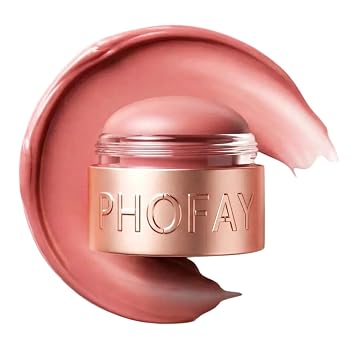 PHOFAY 3 en 1 Mousse Blush Cream & Lipstick Gloss-Soft Silky Creamy Texture