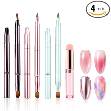 WOKOTO 4Pcs Retractable & Silicone Lip Brush Set For Lipstick Applicator