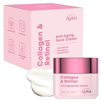 Crema facial de colágeno y retinol – Dermatológicamente probada, antienvejecimiento, cuidado de la piel coreano – Firmeza, antiarrugas, hidratante hidratante, cuidado de los poros – Vegano, belleza limpia – 1.69 onzas líquidas