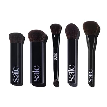 Saie The Ultimate Brush Collection - Base, Grande, Doble, Esponjoso y Rubor en Polvo - Pinceles de Maquillaje de Alto Rendimiento, Libres de Crueldad Animal para una Aplicación Impecable