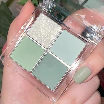 Paleta de maquillaje de sombra de ojos verde salvia claro mate 4 colores, brillo mate altamente pigmentado menta y espuma de mar verde paleta de sombra de ojos impermeable para mujer