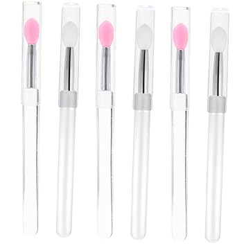 6 piezas de cepillo de labios de silicona con tapa, cepillo de lápiz labial de silicona, cucharas para sombras de ojos, a prueba de polvo, suministros de maquillaje de labios, lápiz labial conveniente