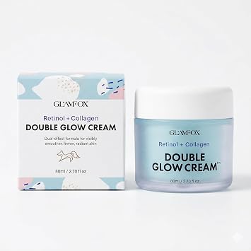 Retinol + Collagen Double Glow Cream – Hidratante facial coreano antienvejecimiento para líneas finas y reafirmante – Crema facial hidratante K-Beauty para piel de vidrio radiante, 2.70 onzas