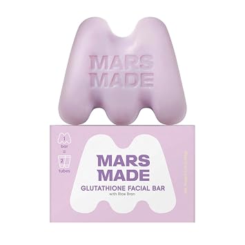 MARS MADE Barra facial de glutatión con salvado de arroz, barra de jabón suavizante e hidratante para todo tipo de piel, cuidado de la piel coreano vegano y apto para viajes (3.35 oz, 3.35 onzas)