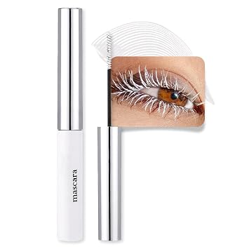 Máscara blanca para pestañas impermeable, máscara de pestañas real de larga duración, encantadora, voluminosa, sin crueldad, veganas, maquillaje de ojos para mujeres (blanco)