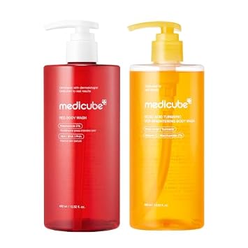 medicube Dúo de lavado corporal transparente y suave: gel de baño Kojic y Red