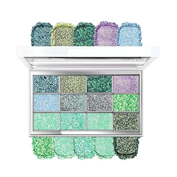 Paleta de sombra de ojos camaleón de 12 colores, sombra de ojos verde