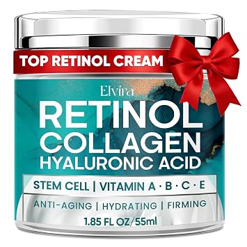 Elvira - Hidratante facial con retinol con colágeno y ácido hialurónico, 1.85 onzas líquidas