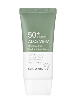 WELCOS KWAILNARA Aloe Vera Moisture - Crema solar calmante real | Hidratante | No nano y sin grasa | Cuidado de la piel coreano para la máxima protección solar e hidratación | 1.76 oz