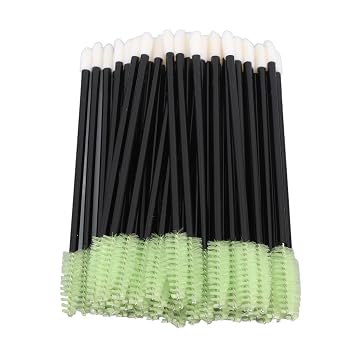 Cepillo desechable para cejas para pestañas, cepillo de labios de doble cabeza, aplicadores de varitas de rímel para extensiones de pestañas (verde hierba)