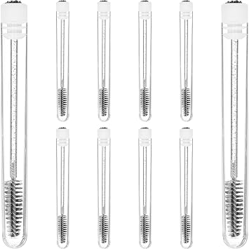 Cepillo de pestañas de nailon con mango de cristal negro, aplicadores de maquillaje de ojos para aplicación profesional de extensiones de cejas y pestañas, color aleatorio, 15 Uds
