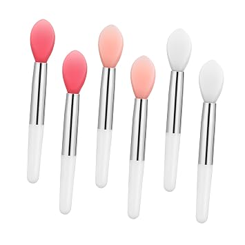 SOLUSTRE Juego de 6 cepillos de labios de silicona, varitas aplicadoras de máscara de labios suaves para bálsamo labial
