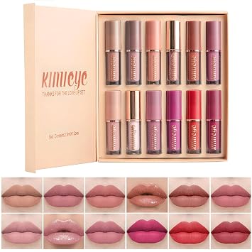 Juego de 12 lápices labiales líquidos, tonos con tinte labial mate