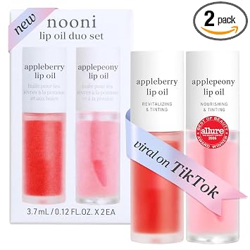 NOONI Juego de aceites labiales de Corea - Appleberry & Applepeony - Brillo