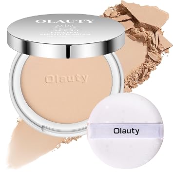 Base de maquillaje mineral en polvo con SPF 30+, protector solar mineral 4 en 1 para cara, corrector y acabado de maquillaje en polvo compacto, cobertura completa ligera a media, control de aceite