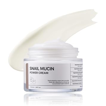 BOM Caracol Mucin Power Cream 1.69 onzas líquidas – Crema facial de alta concentración con niacinamida, hidratante facial calmante y reafirmante para toda la piel, belleza coreana no pegajosa para el