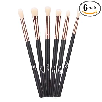 MSQ Juego de 6 brochas de ojos color oro rosa, juego de sombra de ojos, brochas de maquillaje, brochas de maquillaje para sombra de ojos, cejas, delineador de ojos, mezcla, corrector, mejor para