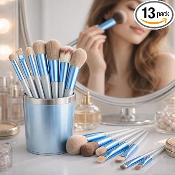 13 PCS Professional Makeup Brush Set for Makeup Lovers for Various Applications (Blue)