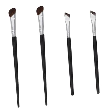 Ipetboom Brocha de maquillaje de ojos en ángulo, cepillo de contorno de precisión, cepillo delineador de ojos, cepillo de cejas para aplicación suave para sombra de ojos y delineador, 4 piezas