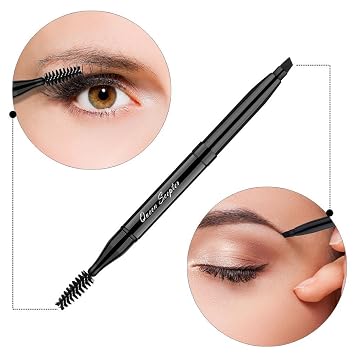 Brocha de maquillaje Brocha para sombra de ojos, cepillo de doble cara para cejas y cepillo de pestañas con tapa para viajes, brocha de maquillaje retráctil, cepillo de cejas en ángulo, cepillo