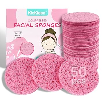 50 esponjas faciales comprimidas para limpieza facial diaria