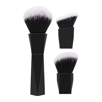 Juego de brochas de maquillaje magnéticas 3 en 1 con cabezales reemplazables, mango negro, pinceles cosméticos profesionales
