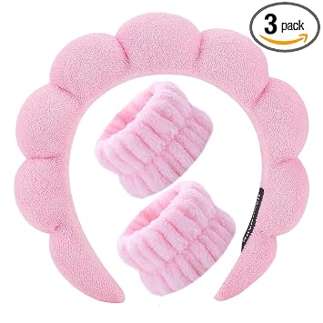 Diademas de spa para lavar la cara, suaves y hinchadas con burbujas para mujeres y niñas, maquillaje para el cuidado de la piel, toalla de ducha de belleza facial