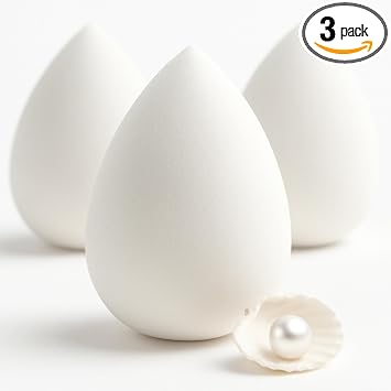 Pearl Beauty Sponge - Esponja a base de plantas, ecológica, libre de crueldad, sin tintes y sin látex, esponja de maquillaje biodegradable y natural, licuadora de maquillaje, perfecta para líquidos y polvo (3 unidades)