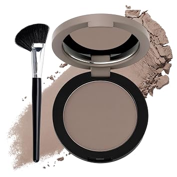 Erinde Paleta de contorno de tonos fríos con espejo, polvo de contorno gris topo para tonos de piel claros y claros y fríos, ligero, ultra mezclable, polvo bronceador de contorno de nariz con cepillo