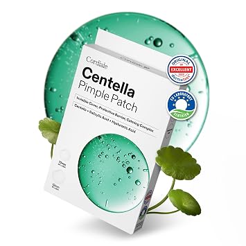 Cordiale Centella - Parches para espinillas con ácido salicílico y hialurónico, parches hidrocoloides para acné para cara y barbilla, calcomanías invisibles, cuidado de la piel coreano, apto para FSA HSA (78 unidades, 2 tamaños)