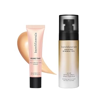 bareMinerals Prime Time Hydrate & Glow Primer + Mineral Veil Natural Matte Setting Spray Bundle