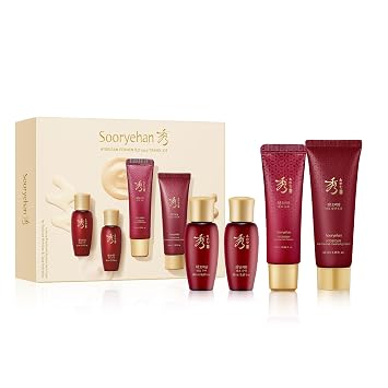 Sooryehan Hyobidam - Kit de prueba para el cuidado de la piel fermentado (paquete de 4), juego coreano en miniatura para el cuidado de la piel: tóner, emulsión, crema y espuma limpiadora, hidratación y elasticidad, juego de regalo de tamaño de viaje