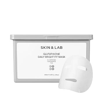 [SKIN&LAB] Máscara facial coreana de ajuste diario con glutatión para cara 30ea, 11.83 onzas líquidas, resplandor, hidratante e hidratante para el cuidado del tono de piel, cuidado de manchas oscuras