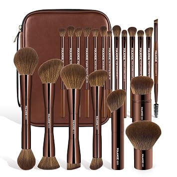 MAANGE Juego de 20 brochas de maquillaje con bolsa, cepillo Kabuki de doble punta, cepillo de contorno para polvo líquido, corrector, sombras de ojos, crema cosmética, cepillo para mezclar colorete