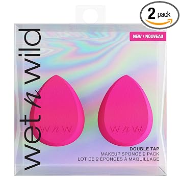 wet n wild Juego de esponjas de maquillaje de doble toque, esponja de belleza de mezcla de base, impecable para líquidos, crema y polvo, licuadora seca y húmeda, vegano, libre de crueldad