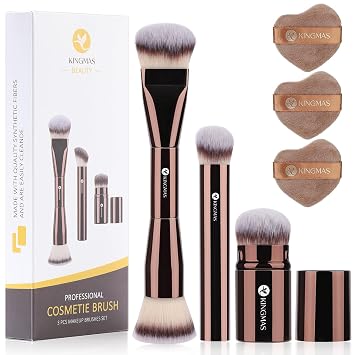 KINGMAS - Juego de brochas de maquillaje para polvo, corrector de base, brochas de maquillaje