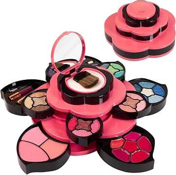 Toysical Kit de maquillaje para adolescentes, juego de regalo de paleta de flores para adolescentes y mujeres, maquillaje para niñas de 10 a 12 años, pétalos se expanden a 3 niveles, variedad de