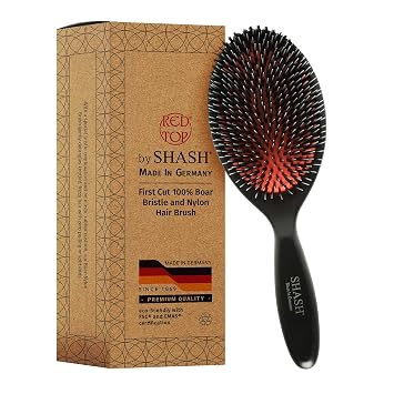 Desde 1869 hecho a mano en Alemania - Cepillo de cerdas de nylon y 100% de pelo de jabalí de primera calidad, adecuado para cabello normal a grueso - Desenreda suavemente, sin tirones ni puntas