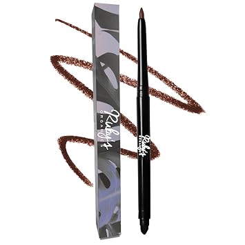 RUBY'S ORGANICS Kohl Delineador de ojos marrón ahumado | Relleno de cejas 3 en 1 + Kajal + delineador de ojos | Con difuminador integrado, extra suave, maquillaje orgánico de ojos, 0.01 oz acabado