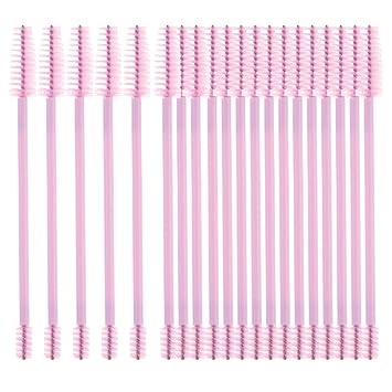 Juego de 20 carretes de doble cara rosados – Cepillo para cejas y carretes