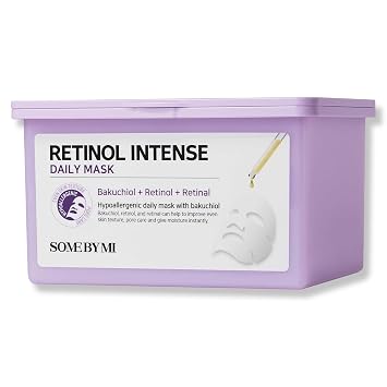 SOME BY MI Retinol Intense Daily Mask - 30 unidades, 11.8 oz - Mascarilla facial vegana de retinol coreano suave para rutina de Glass Skin - Textura de la piel, elasticidad y cuidado de signos de