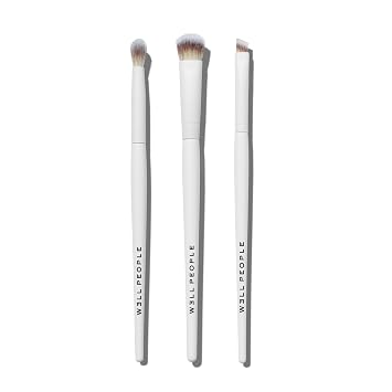 Well People Expresionist - Juego de brochas para sombra de ojos de 3 piezas para mezclar, forrar y definir, para fórmulas en polvo y crema, cerdas libres de crueldad animal